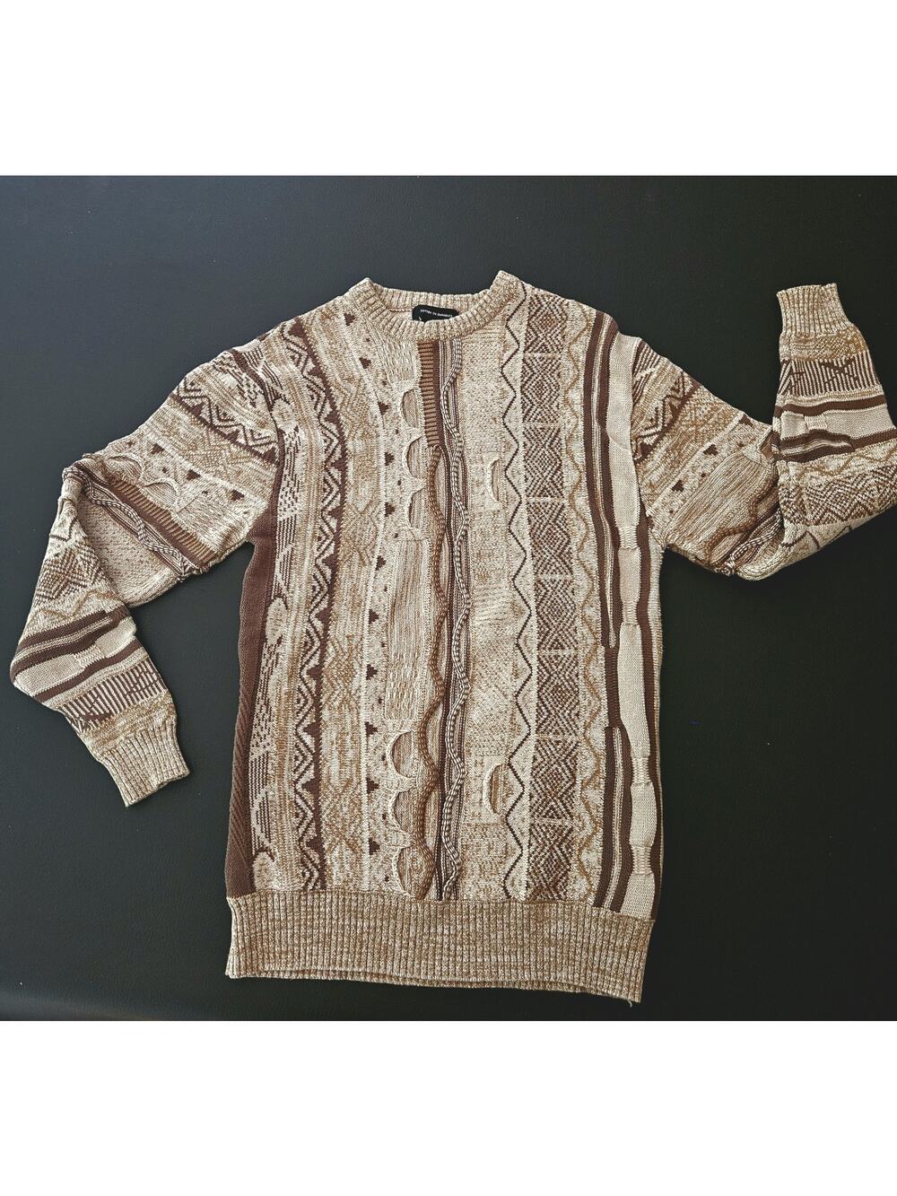 Cotton On Garments Sweater Men Sz S Coggi 3D Style Textured Pullover Beige Retro
